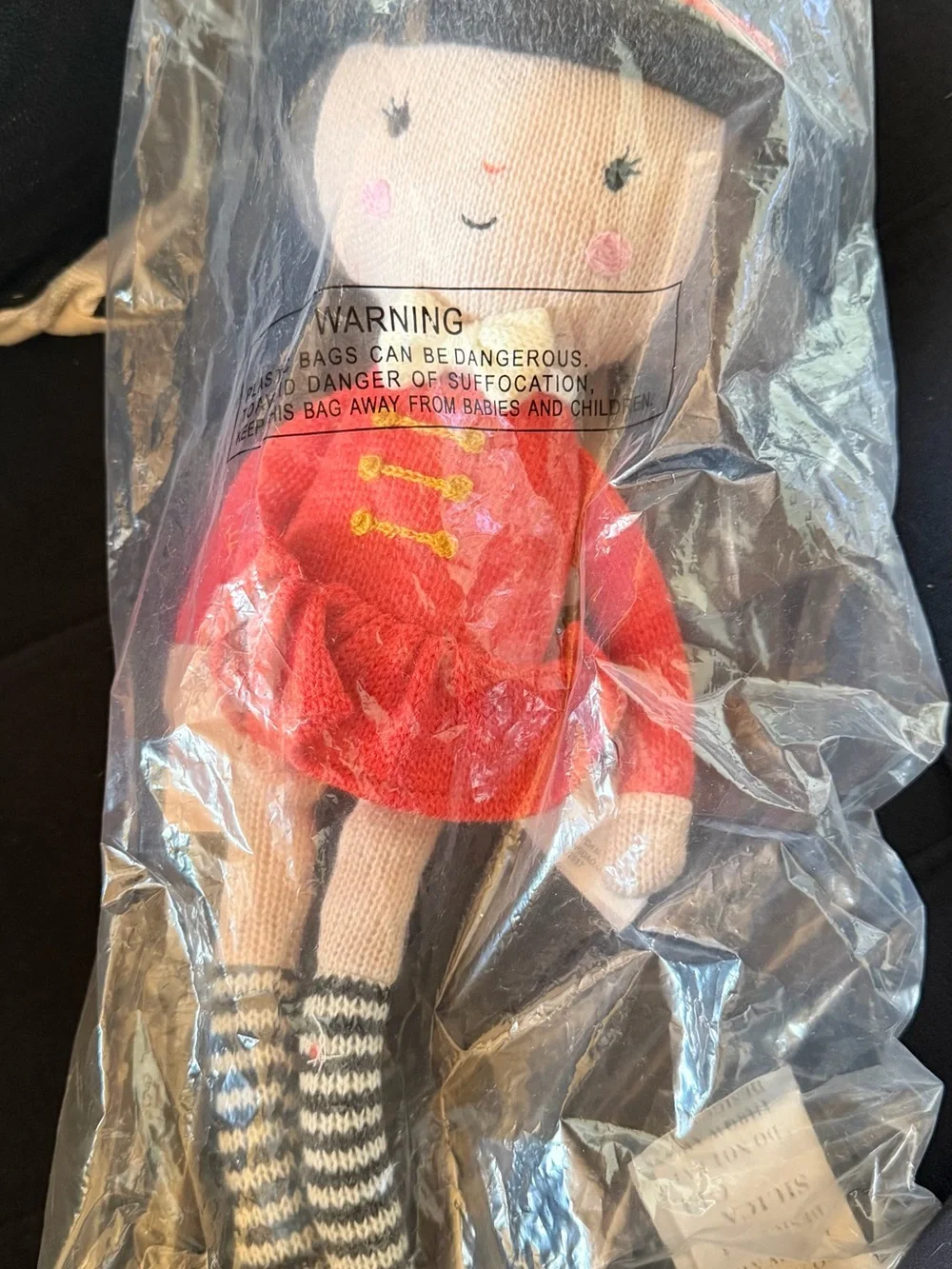 Anthropologie Lauvely Plush Girl Doll Red Holiday NWT